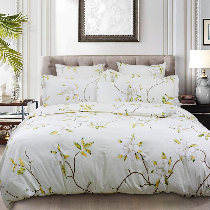 FADFAY White Floral Duvet Cover Set 100% Cotton Farmhouse Bedding with Hidden Zipper Closure 3 Pieces, 1duvet Cover & 2pillowcases,King/California King Size - Image 1
